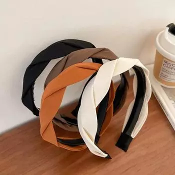 Braided Headband Coffee Beige Black Twisted Hairband Women Girls Simple Hair Band Women Hair Accessories чёрный