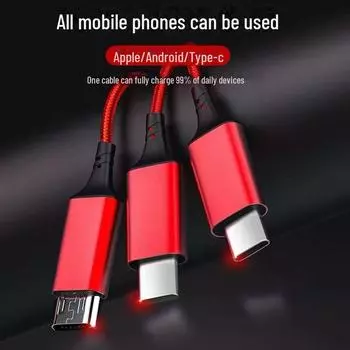 Braided Nylon 3-in-1 Data Cable for Fast Charging, Small Gift