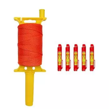 Braided Nylon Mason Line Reel 540Ft With 5 Builts In Bubble Levels for Sturdy Construction and Gardening Projects