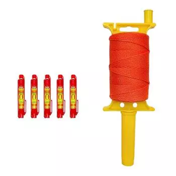 Braided Nylon Mason Line Reel 540Ft With 5 Builts In Bubble Levels for Sturdy Construction and Gardening Projects