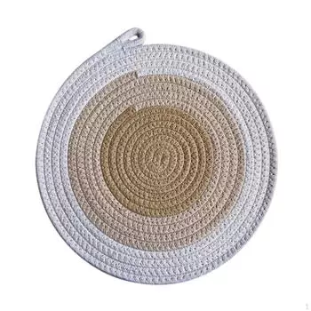 Плетеный коврик под столовые приборы из хлопковой веревки, декоративный, нескользящий, круглый плетеный коврик под столовые приборы для фермерского стола 11cm