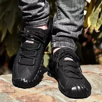 Brand 2024 New Luxury High Quality Leather Shoe Flats Soft Men Loafers Men Casual Fashion Slip on Driving Designer Outdoor Shoes 38 чёрный