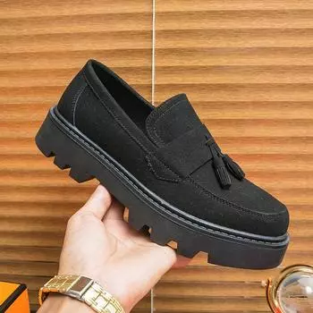 Brand Brown Spring Loafers Thick Sole Men High-quality Oxford Shoes Comfortable Formal Adult Business Dress Shoes Casual Shoes 38 чёрный