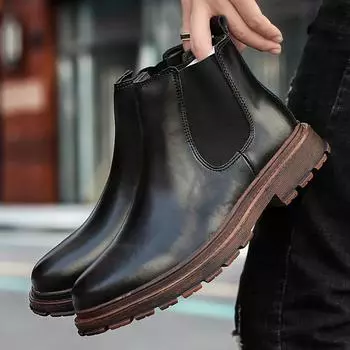 Brand Chelsea Ankle Boots Casual Outdoor Oxford Men Shoes Designer Genuine Leather Men s Wing Tip Business Dress Short Boots 6 чёрный