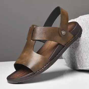 Brand High Quality Sandals Men Summer Leisure Beach Slippers Sandals Lightweight Casual Shoes Outdoor Male Comfortable Sneakers 37 чёрный