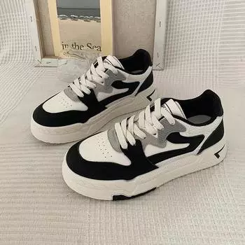 Brand Leather Women s Sneakers White Platform Woman Sports Sneakers Female Vulcanized Shoes Sneakers Casual Ladies Trainers2024 35 чёрный