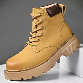 Brand Male Outdoor Shoe Hot Sale Men Handmade Motocross Boots Leather Fashion Sneakers Men All-match Mens Lace-Up Ankle Boots 38 зелёный