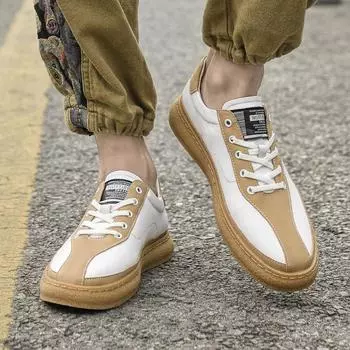 Brand New Men s Fashionable and Comfortable Casual Leather Shoes Outdoor Men s Anti Slip Lightweight Sports and Leisure Shoes 37 бежевый