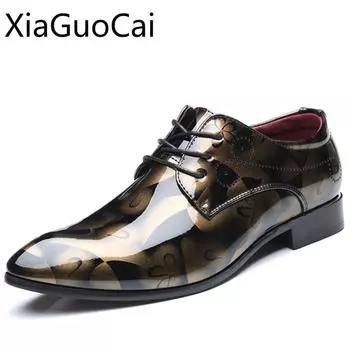 Brand New Style Men Oxfords Pointed Toe Luxury Patent Leather Dress Shoes for Business Outdoors Footwear Formal Shoes W12 35 6 синий