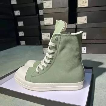 Brand Ro Luxury Ankle Boot Men Shoe Women Sneaker Army Green Canvas High Top Casual Shoes Sneakers Zipper Luxury Flat Boots 34