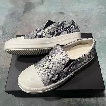 Brand Ro Men Shoe Grey Leather Shoes Slip-On Women Low Top Casual Sneakers Gray Boa Loafers Luxury Designer Thick Sole Sneaker 34