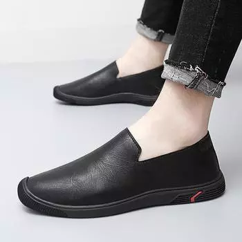 Brand Shoes Moccasins genuine Leather Casual Driving slip on Shoes fashion Men Loafers outdoor Moccasins Italian Shoes for Men 38 чёрный