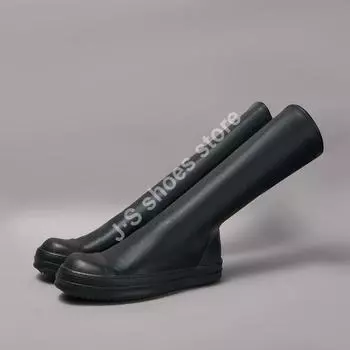 Brand Sneaker Ro Women Boot Stretch Boots Men Rubber Sole Shoe Black Leather Under-Knee Riding Ankle Boot Cowhide Casual Shoes 34