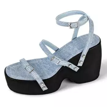 Brand Summer Women Shoes High Heels Chunky Sandals 2024 New Party Sexy Pumps Rome Cross Tied Ladies Shoes Slippers Mujer Zapatos 35