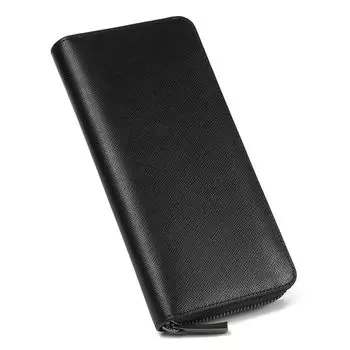 Branze Long Italian Saffiano YKK Круглый Отдельный Кошелек для Монет Черный x Мужской Кошелек, Кожа, Кожа, Молния, (Сафьяно Золотой)