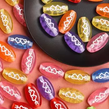 Браслет, 10 шт., одна стрела через сердце, аксессуары для бисера, ожерелье, брелок, ручная работа, эллипс, сделай сам, свободные бусины, акриловые ювелирные изделия, мода