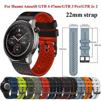 Браслет 22 мм для Huami Amazfit GTR 4 3 2 Pro, силиконовый ремешок для умных часов Suunto 9 Peak/Ticwatch pro 3 lite