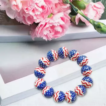 Браслет «4 июля» из бисера для взрослых, модный ювелирный браслет, деревянная бусина, независимость Style C