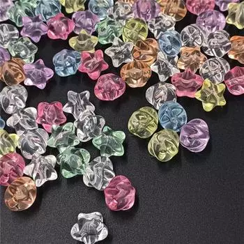 Браслет Акриловые Пятиконечные Звезды Бусины Россыпью Прозрачные Трехмерные 10 шт. Для Ожерелья Серьги Ювелирные Изделия Аксессуары жёлтый