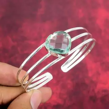 Браслет Aqua Apatite, драгоценный камень, серебро 925 пробы, красивая бижутерия, регулируемый браслет, для нее Adjustable синий