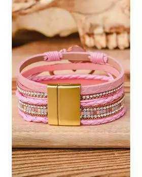 Браслет Azura Exchange Bohemian Heart со стразами и магнитной застежкой - сплав ONE SIZE розовый