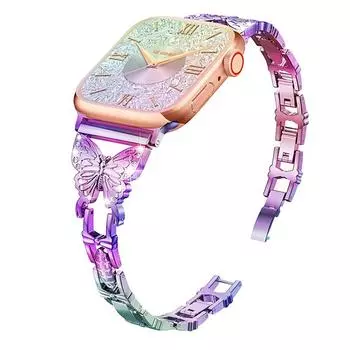 Браслет-бабочка для Apple Watch Series 8 7 Band SE 6 5 4 45 мм 41 мм 40 мм 42 мм блестящий ремешок из нержавеющей стали для iWatch 3 42 мм 38 мм 38/40/41mm чёрный