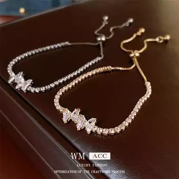 Браслет-бабочка из циркона. Модный, милый и изысканный браслет-сердце для девочек, маленькое и универсальное изделие ручной работы. 2#