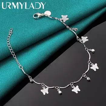 Браслет-бабочка из стерлингового серебра 925 пробы для женщин, свадебные, помолвочные, вечерние, модные украшения 20cm