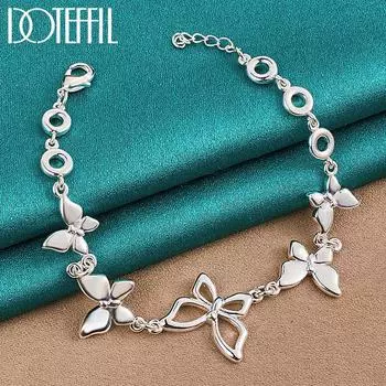 Браслет-бабочка из стерлингового серебра 925 пробы, модные ювелирные изделия 20cm