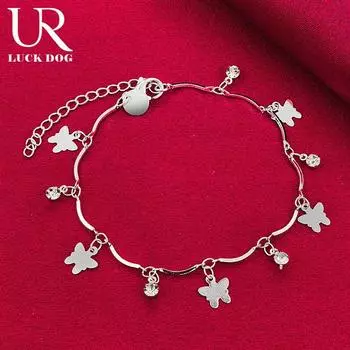 Браслет-бабочка из стерлингового серебра 925 пробы с цирконом AAA, модные ювелирные изделия 20CM