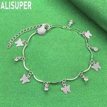 Браслет-бабочка из стерлингового серебра 925 пробы с цирконом AAA, модные ювелирные изделия 20CM