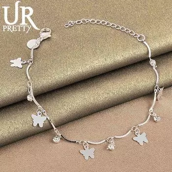 Браслет-бабочка из стерлингового серебра 925 пробы с цирконом AAA, модные ювелирные изделия 20CM