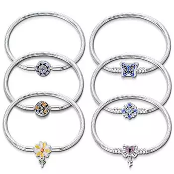 Браслет-бантик «Дерево жизни» с белым медным покрытием и хризантемами, сделай сам, ювелирные изделия, бусины-шармы, аксессуары 17CM