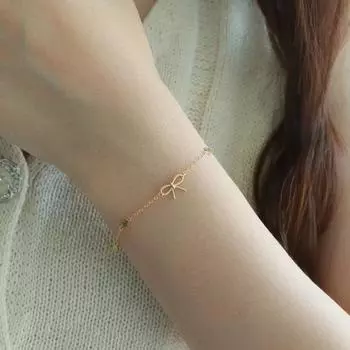 Браслет-бантик из стерлингового серебра 925 пробы с тонким клевером и крестом 925