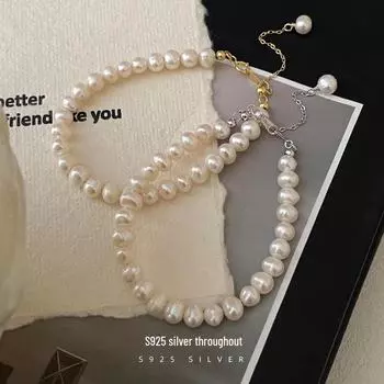 Браслет Banyan Tree 2024 S925 из серебра с пресноводным жемчугом для женщин - элитные французские ювелирные изделия BRS2820 белого золота