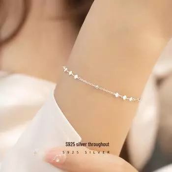 Браслет Banyan Tree S925 Silver Heart Sequin для женщин - Высококачественные, модные ювелирные изделия BRS346 серебряный