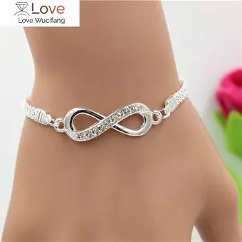 Браслет «Бесконечность» со стразами, мужские и женские украшения, 8 цифр, подвеска, очаровательные браслеты для пары, любовник, друг, женские подарки 18cm