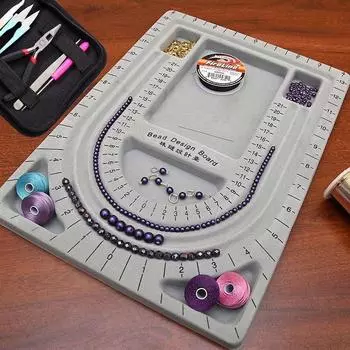 Браслет Бисероплетение Лоток Инструмент Для Дизайна Ювелирных Изделий Серая Флокированная Бисероплетение Доска Инструмент Для Сделай Сам Ожерелье Измерительный Инструмент A