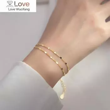 Браслет Bling из стерлингового серебра 925 пробы с двойной цепочкой и браслетом для женщин, элегантные свадебные украшения, браслеты золотой