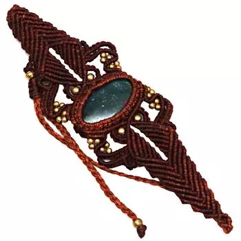 Браслет Bloodstone Macrame Stone Hemp Подвеска Регулируемые бусины Ювелирные изделия