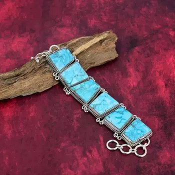 Браслет Blue Sea Sediment с драгоценными камнями, 925 пробы, регулируемый браслет-цепочка из чистого серебра, подарок для женщин, ожерелье ручной работы Adjustable With 8 Inches синий