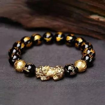 Браслет богатства из черного обсидиана - лучший подарок для родителей Normal version-10mm