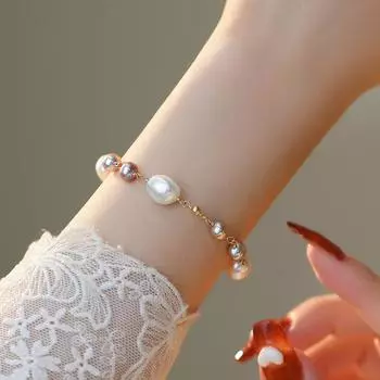 Браслет-браслет Alien Baroque с пресноводным жемчугом, маленький и уникальный дизайн, простое и модное корейское издание, высококачественная ручная работа для женщин 16cm