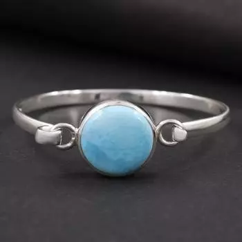 Браслет-браслет из натурального камня Ларимар, серебро 925 пробы, подарок для нее, дизайнерские украшения ручной работы, рождественский подарок 7 inch