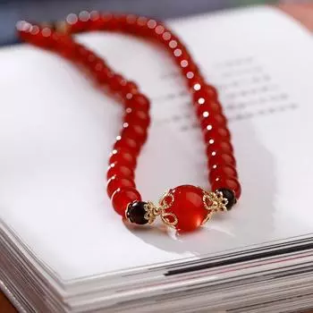 Браслет Браслет из натурального красного агата Женский год рождения Халцедоновый агат Многокольцевой браслет с кристаллами Мужской и женский Весна и лето