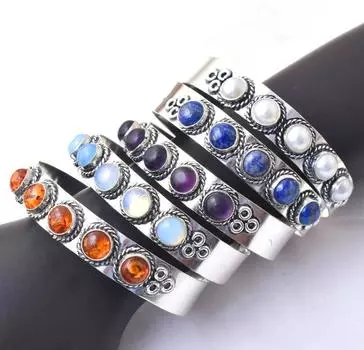 Браслет-браслет из разных драгоценных камней, регулируемый браслет-манжета из разных кристаллов, 8 мм круглый браслет-браслет из камней для женщин, ювелирные изделия Free Size белый