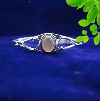 Браслет-браслет из розового кварца, ювелирные изделия ручной работы, подарок для нее, уникальные подарки, серебряные ювелирные украшения, серебро 925 пробы 7.5 inch