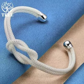 Браслет-браслет из стерлингового серебра 925 пробы с переплетенной паутиной, ювелирные изделия