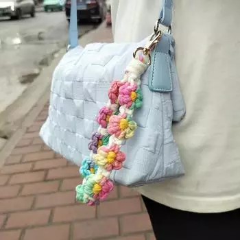 Браслет-брелок, милый плетеный красочный цветок ручной работы, висячая пряжка, подарок, украшение для рюкзака «сделай сам» розы красного