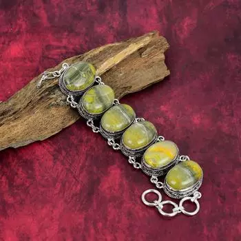 Браслет Bumblebee Jasper, ювелирные изделия из цельного серебра 925 пробы с драгоценными камнями, потрясающий браслет ручной работы, на День матери Adjustable with 8 inches жёлтый